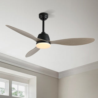 Audie 52" Classic Industrial Iron/Plastic Mobile-App/Remote-Controlled 6-Speed Propeller Integrated LED Ceiling Fan - JONATHAN Y
