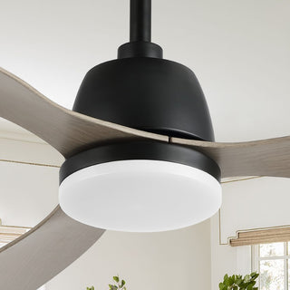 Audie 52" Classic Industrial Iron/Plastic Mobile-App/Remote-Controlled 6-Speed Propeller Integrated LED Ceiling Fan - JONATHAN Y