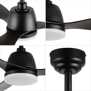 Audie 52" Classic Industrial Iron/Plastic Mobile-App/Remote-Controlled 6-Speed Propeller Integrated LED Ceiling Fan