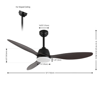 Audie 52" Classic Industrial Iron/Plastic Mobile-App/Remote-Controlled 6-Speed Propeller Integrated LED Ceiling Fan
