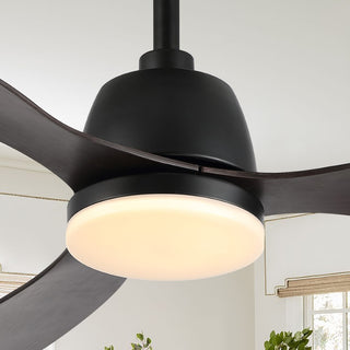 Audie 52" Classic Industrial Iron/Plastic Mobile-App/Remote-Controlled 6-Speed Propeller Integrated LED Ceiling Fan