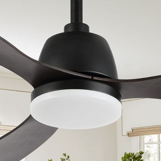Audie 52" Classic Industrial Iron/Plastic Mobile-App/Remote-Controlled 6-Speed Propeller Integrated LED Ceiling Fan