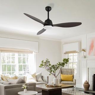 Audie 52" Classic Industrial Iron/Plastic Mobile-App/Remote-Controlled 6-Speed Propeller Integrated LED Ceiling Fan