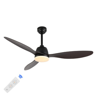Audie 52" Classic Industrial Iron/Plastic Mobile-App/Remote-Controlled 6-Speed Propeller Integrated LED Ceiling Fan