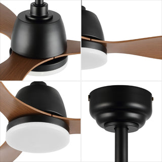 Audie 52" Classic Industrial Iron/Plastic Mobile-App/Remote-Controlled 6-Speed Propeller Integrated LED Ceiling Fan