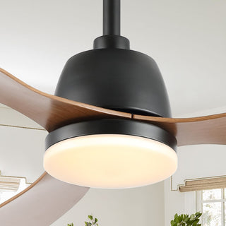 Audie 52" Classic Industrial Iron/Plastic Mobile-App/Remote-Controlled 6-Speed Propeller Integrated LED Ceiling Fan