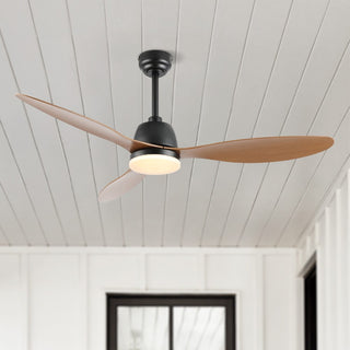Audie 52" Classic Industrial Iron/Plastic Mobile-App/Remote-Controlled 6-Speed Propeller Integrated LED Ceiling Fan