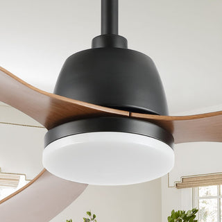 Audie 52" Classic Industrial Iron/Plastic Mobile-App/Remote-Controlled 6-Speed Propeller Integrated LED Ceiling Fan