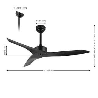 Aldrin 50" Modern Minimalist Iron/Plastic Mobile-App/Remote-Controlled 6-Speed Razor Ceiling Fan - JONATHAN Y