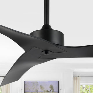 Aldrin 50" Modern Minimalist Iron/Plastic Mobile-App/Remote-Controlled 6-Speed Razor Ceiling Fan - JONATHAN Y
