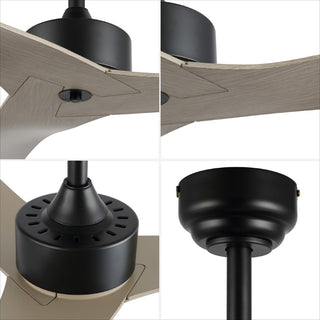 Aldrin 50" Modern Minimalist Iron/Plastic Mobile-App/Remote-Controlled 6-Speed Razor Ceiling Fan - JONATHAN Y