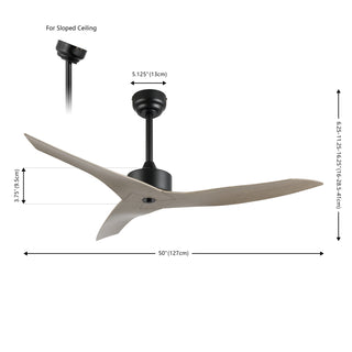 Aldrin 50" Modern Minimalist Iron/Plastic Mobile-App/Remote-Controlled 6-Speed Razor Ceiling Fan - JONATHAN Y