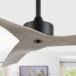 Aldrin 50" Modern Minimalist Iron/Plastic Mobile-App/Remote-Controlled 6-Speed Razor Ceiling Fan - JONATHAN Y