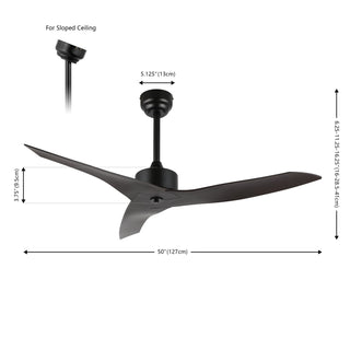 Aldrin 50" Modern Minimalist Iron/Plastic Mobile-App/Remote-Controlled 6-Speed Razor Ceiling Fan - JONATHAN Y