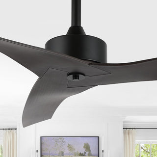 Aldrin 50" Modern Minimalist Iron/Plastic Mobile-App/Remote-Controlled 6-Speed Razor Ceiling Fan - JONATHAN Y