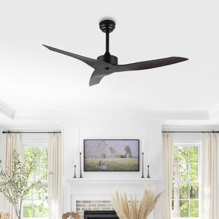 Aldrin 50" Modern Minimalist Iron/Plastic Mobile-App/Remote-Controlled 6-Speed Razor Ceiling Fan - JONATHAN Y
