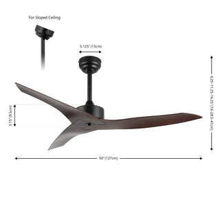 Aldrin 50" Modern Minimalist Iron/Plastic Mobile-App/Remote-Controlled 6-Speed Razor Ceiling Fan
