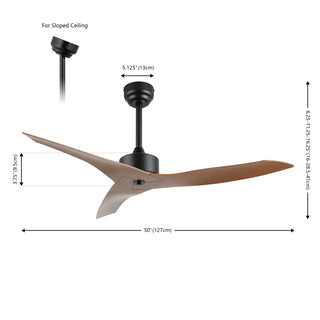 Aldrin 50" Modern Minimalist Iron/Plastic Mobile-App/Remote-Controlled 6-Speed Razor Ceiling Fan