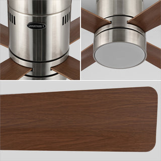 Theo 52" Contemporary Minimalist Iron/Acrylic Mobile-App/Remote-Controlled 6-Speed Integrated LED Ceiling Fan - JONATHAN Y