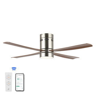 Theo 52" Contemporary Minimalist Iron/Acrylic Mobile-App/Remote-Controlled 6-Speed Integrated LED Ceiling Fan - JONATHAN Y