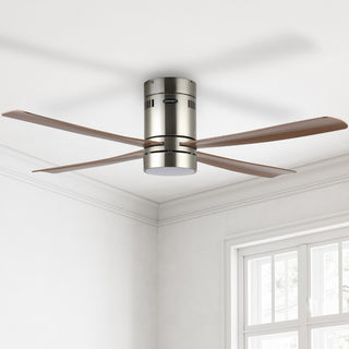Theo 52" Contemporary Minimalist Iron/Acrylic Mobile-App/Remote-Controlled 6-Speed Integrated LED Ceiling Fan - JONATHAN Y