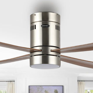 Theo 52" Contemporary Minimalist Iron/Acrylic Mobile-App/Remote-Controlled 6-Speed Integrated LED Ceiling Fan - JONATHAN Y