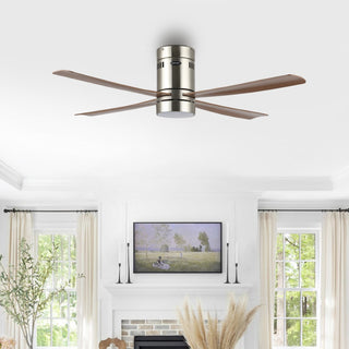 Theo 52" Contemporary Minimalist Iron/Acrylic Mobile-App/Remote-Controlled 6-Speed Integrated LED Ceiling Fan - JONATHAN Y