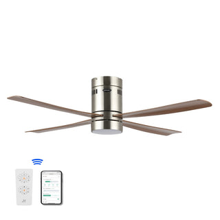 Theo 52" Contemporary Minimalist Iron/Acrylic Mobile-App/Remote-Controlled 6-Speed Integrated LED Ceiling Fan - JONATHAN Y