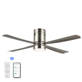 Theo 52" Contemporary Minimalist Iron/Acrylic Mobile-App/Remote-Controlled 6-Speed Integrated LED Ceiling Fan - JONATHAN Y