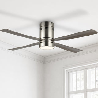Theo 52" Contemporary Minimalist Iron/Acrylic Mobile-App/Remote-Controlled 6-Speed Integrated LED Ceiling Fan - JONATHAN Y
