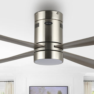 Theo 52" Contemporary Minimalist Iron/Acrylic Mobile-App/Remote-Controlled 6-Speed Integrated LED Ceiling Fan - JONATHAN Y