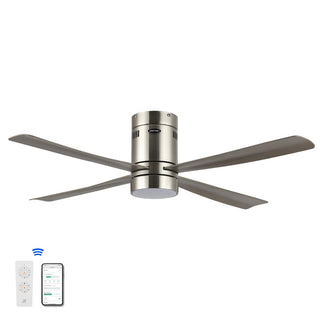 Theo 52" Contemporary Minimalist Iron/Acrylic Mobile-App/Remote-Controlled 6-Speed Integrated LED Ceiling Fan - JONATHAN Y