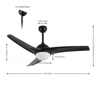 Sully 52" Contemporary Industrial Iron/Plastic Mobile-App/Remote-Controlled 6-Speed Propeller Integrated LED Ceiling Fan - JONATHAN Y