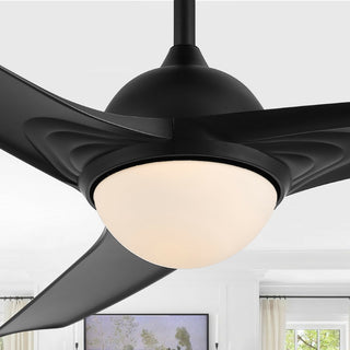Sully 52" Contemporary Industrial Iron/Plastic Mobile-App/Remote-Controlled 6-Speed Propeller Integrated LED Ceiling Fan - JONATHAN Y