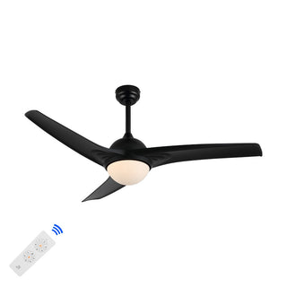 Sully 52" Contemporary Industrial Iron/Plastic Mobile-App/Remote-Controlled 6-Speed Propeller Integrated LED Ceiling Fan - JONATHAN Y