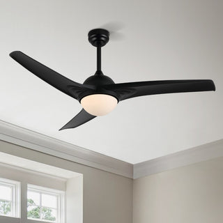Sully 52" Contemporary Industrial Iron/Plastic Mobile-App/Remote-Controlled 6-Speed Propeller Integrated LED Ceiling Fan - JONATHAN Y