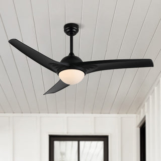 Sully 52" Contemporary Industrial Iron/Plastic Mobile-App/Remote-Controlled 6-Speed Propeller Integrated LED Ceiling Fan - JONATHAN Y