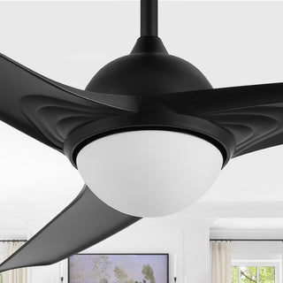 Sully 52" Contemporary Industrial Iron/Plastic Mobile-App/Remote-Controlled 6-Speed Propeller Integrated LED Ceiling Fan - JONATHAN Y