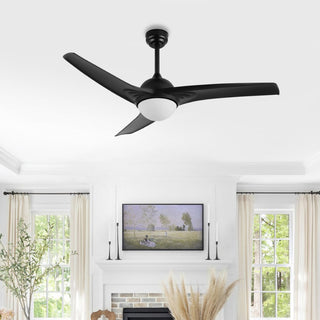 Sully 52" Contemporary Industrial Iron/Plastic Mobile-App/Remote-Controlled 6-Speed Propeller Integrated LED Ceiling Fan - JONATHAN Y