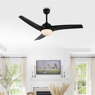 Sully 52" Contemporary Industrial Iron/Plastic Mobile-App/Remote-Controlled 6-Speed Propeller Integrated LED Ceiling Fan - JONATHAN Y