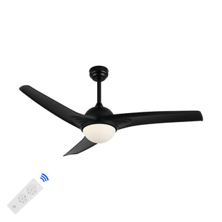 Sully 52" Contemporary Industrial Iron/Plastic Mobile-App/Remote-Controlled 6-Speed Propeller Integrated LED Ceiling Fan - JONATHAN Y
