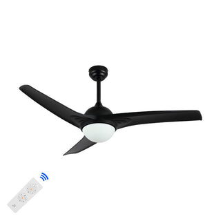 Sully 52" Contemporary Industrial Iron/Plastic Mobile-App/Remote-Controlled 6-Speed Propeller Integrated LED Ceiling Fan - JONATHAN Y