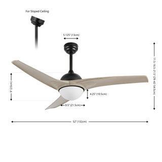 Sully 52" Contemporary Industrial Iron/Plastic Mobile-App/Remote-Controlled 6-Speed Propeller Integrated LED Ceiling Fan - JONATHAN Y
