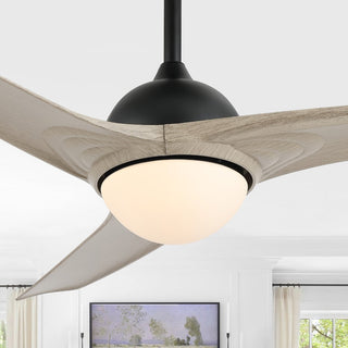 Sully 52" Contemporary Industrial Iron/Plastic Mobile-App/Remote-Controlled 6-Speed Propeller Integrated LED Ceiling Fan - JONATHAN Y