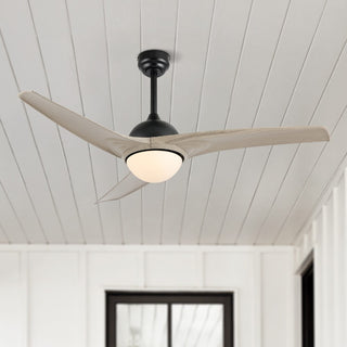 Sully 52" Contemporary Industrial Iron/Plastic Mobile-App/Remote-Controlled 6-Speed Propeller Integrated LED Ceiling Fan - JONATHAN Y