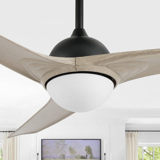 Sully 52" Contemporary Industrial Iron/Plastic Mobile-App/Remote-Controlled 6-Speed Propeller Integrated LED Ceiling Fan - JONATHAN Y