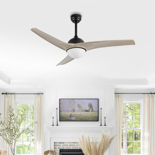 Sully 52" Contemporary Industrial Iron/Plastic Mobile-App/Remote-Controlled 6-Speed Propeller Integrated LED Ceiling Fan - JONATHAN Y