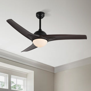 Sully 52" Contemporary Industrial Iron/Plastic Mobile-App/Remote-Controlled 6-Speed Propeller Integrated LED Ceiling Fan