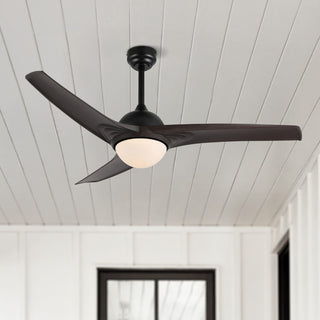 Sully 52" Contemporary Industrial Iron/Plastic Mobile-App/Remote-Controlled 6-Speed Propeller Integrated LED Ceiling Fan