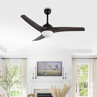 Sully 52" Contemporary Industrial Iron/Plastic Mobile-App/Remote-Controlled 6-Speed Propeller Integrated LED Ceiling Fan - JONATHAN Y
